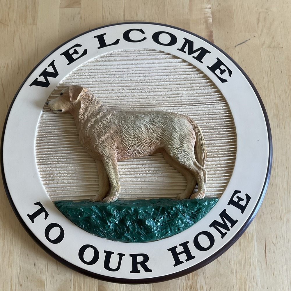Montana Big Sky Carvers Golden Retriever Dog Welcome To Our Home Sign Wood 17"